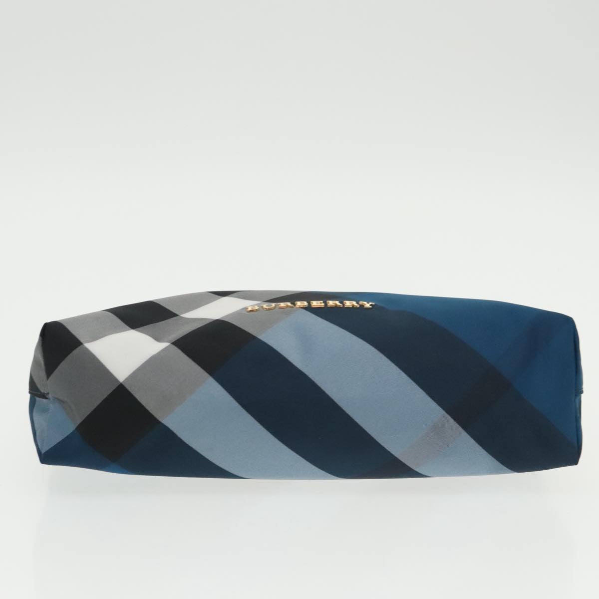 BURBERRY Nova Check Pouch Nylon Blue Gold Auth 101221