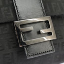 FENDI Zucchino Canvas Mamma Baguette Shoulder Bag Black Auth 101222V-20