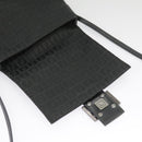 FENDI Zucchino Canvas Mamma Baguette Shoulder Bag Black Auth 101222V-22