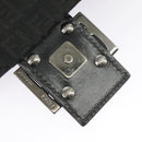 FENDI Zucchino Canvas Mamma Baguette Shoulder Bag Black Auth 101222V-10