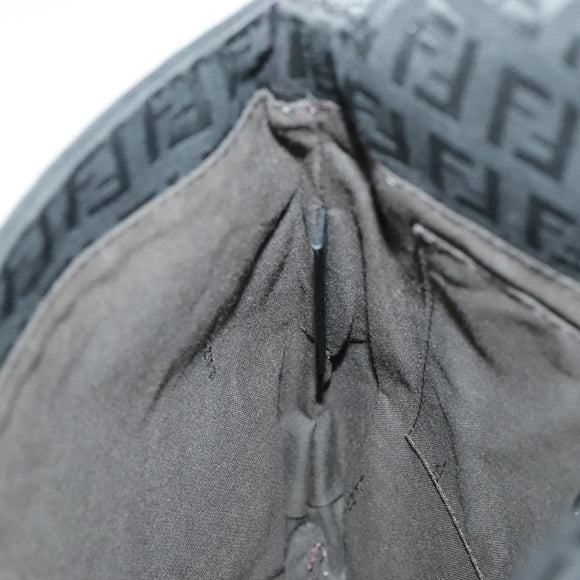 FENDI Zucchino Canvas Mamma Baguette Shoulder Bag Black Auth 101222V