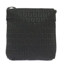 FENDI Zucchino Canvas Mamma Baguette Shoulder Bag Black Auth 101222V-2