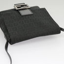 FENDI Zucchino Canvas Mamma Baguette Shoulder Bag Black Auth 101222V-6