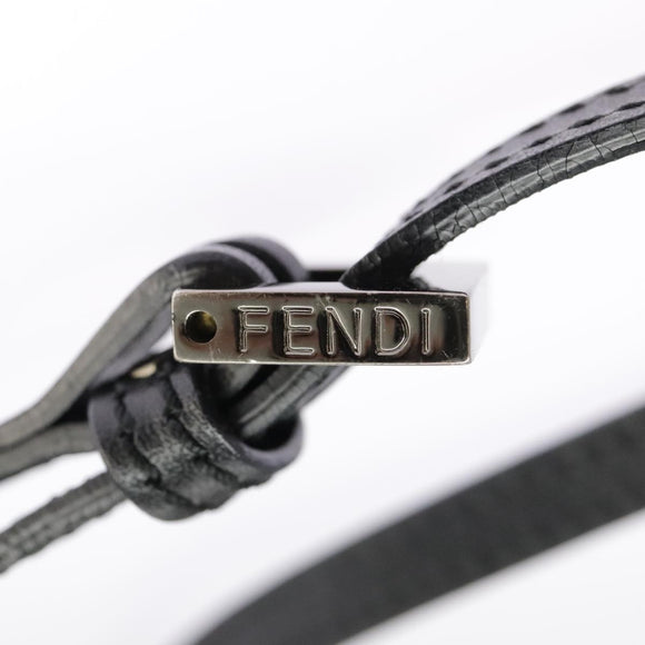 FENDI Zucchino Canvas Mamma Baguette Shoulder Bag Black Auth 101222V