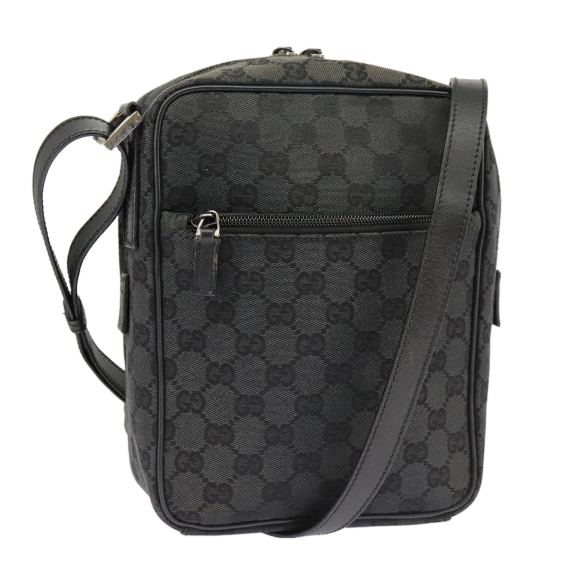 GUCCI GG Canvas Shoulder Bag Black 018 1612 Auth 101223