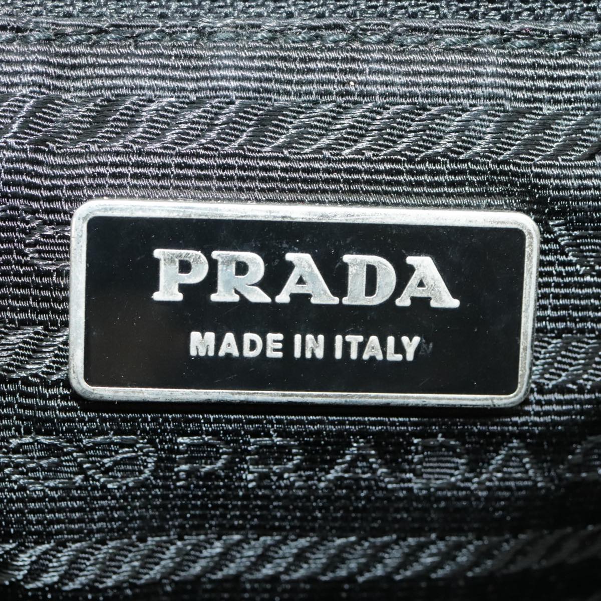 PRADA Shoulder Bag Nylon Black Silver Auth 101226