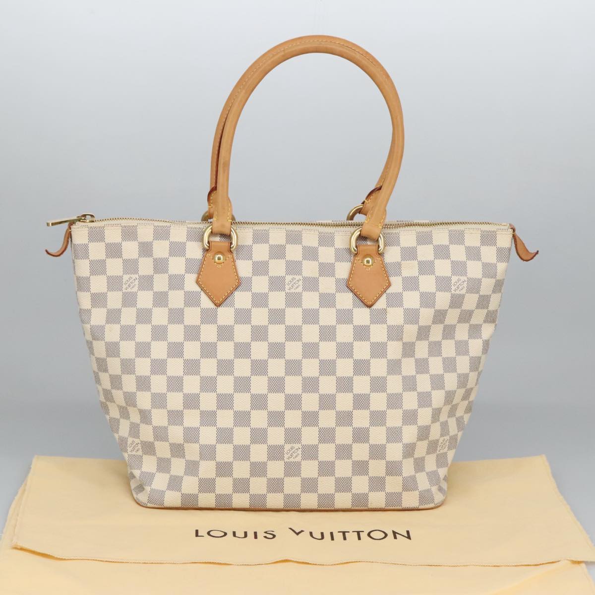 LOUIS VUITTON Damier Azur Saleya MM Tote Bag N51185 LV Auth 101233