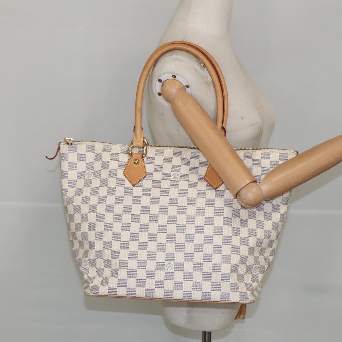 LOUIS VUITTON Damier Azur Saleya MM Tote Bag N51185 LV Auth 101233