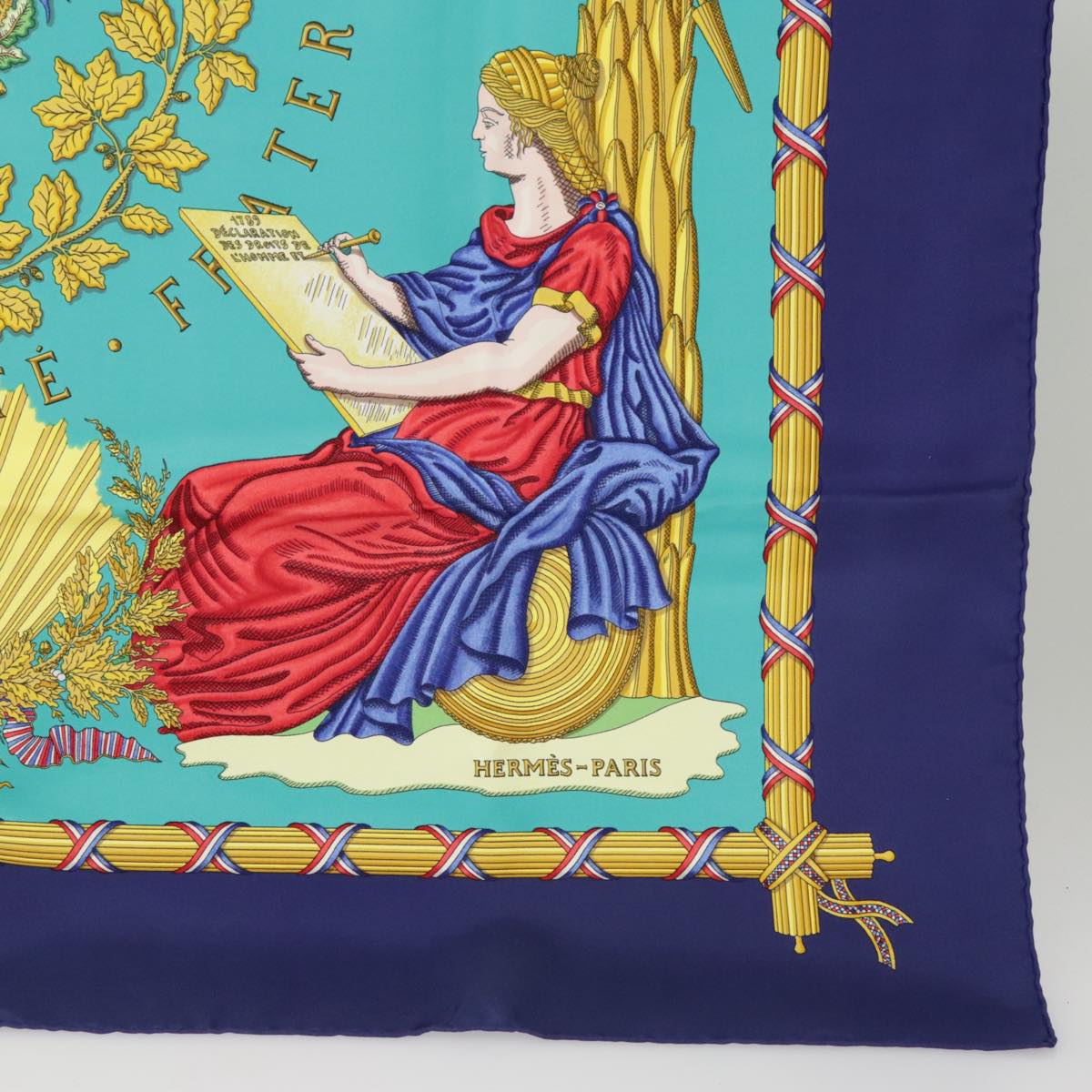 HERMES Carre90 Egalite Fraternite Republique Francaise Liberite Scarf 101239