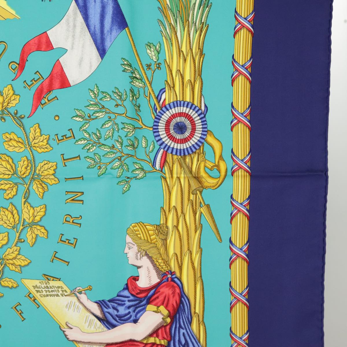 HERMES Carre90 Egalite Fraternite Republique Francaise Liberite Scarf 101239