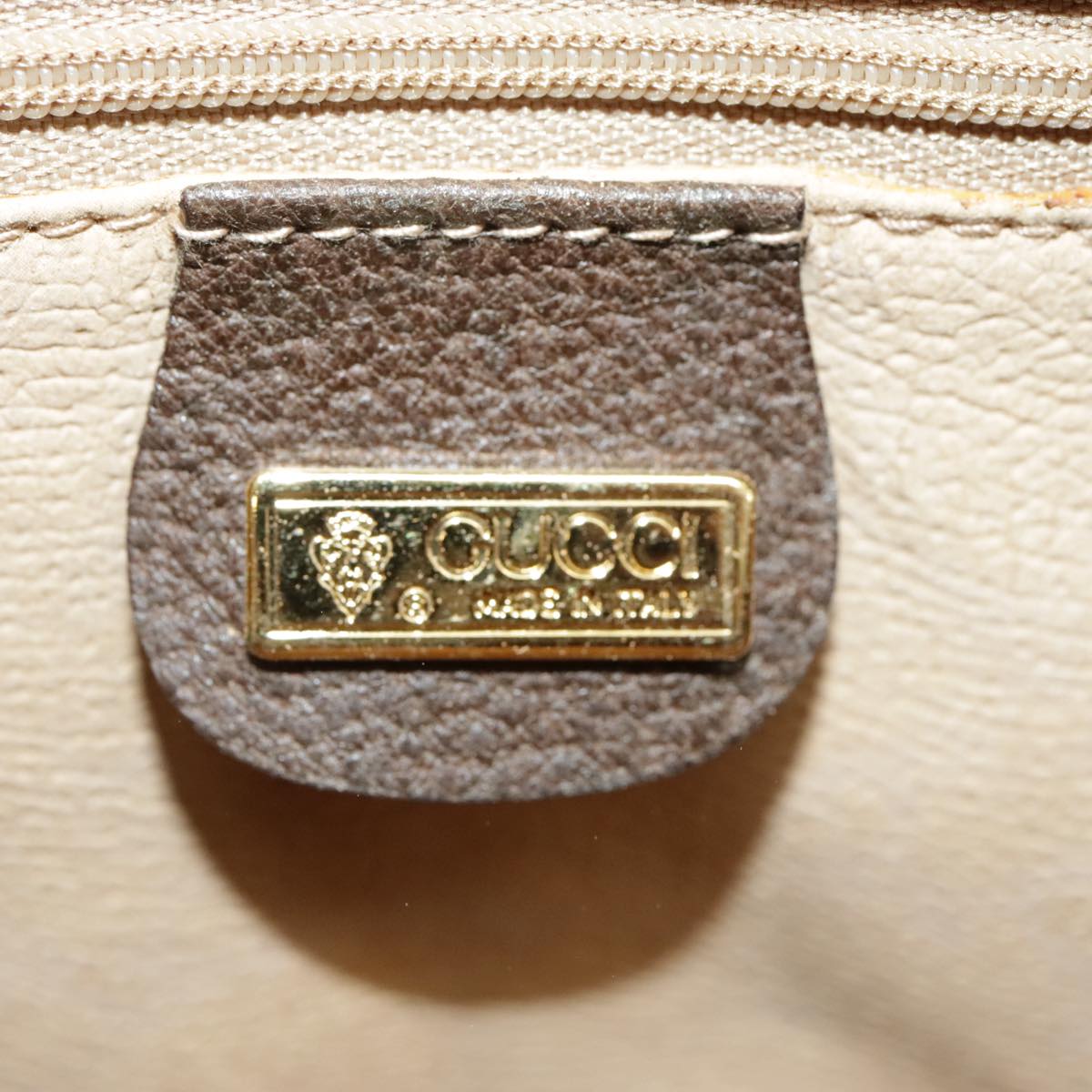 GUCCI GG Supreme Hand Bag PVC Leather Beige Gold 002 58 2140 Auth 101244