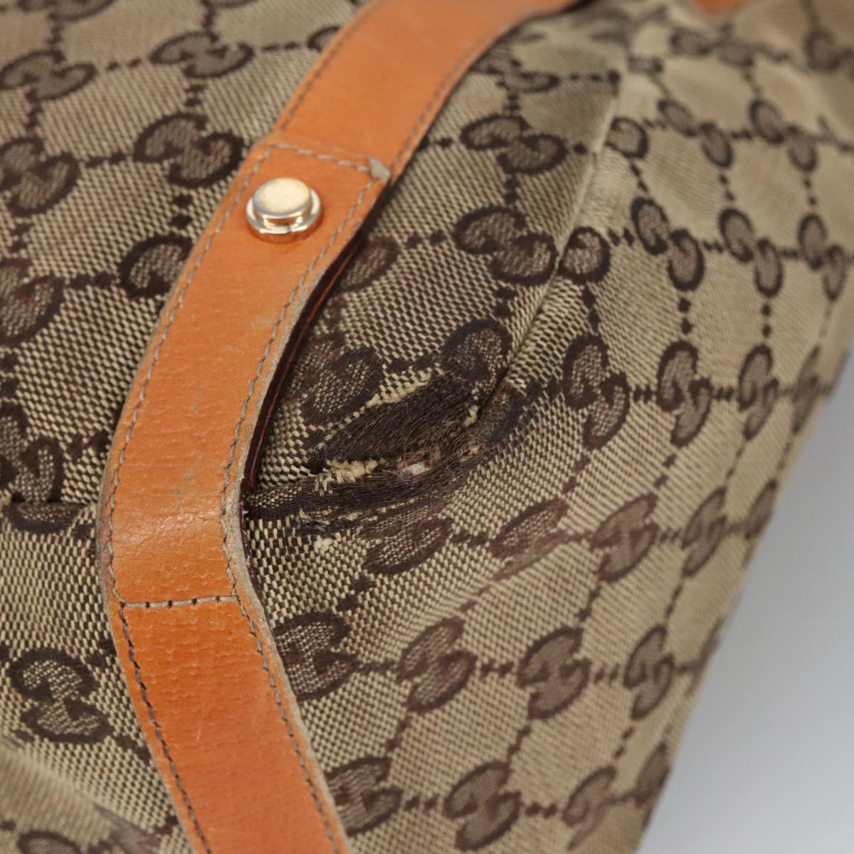 GUCCI GG Canvas Tote Bag Beige Gold 130736 Auth 101249