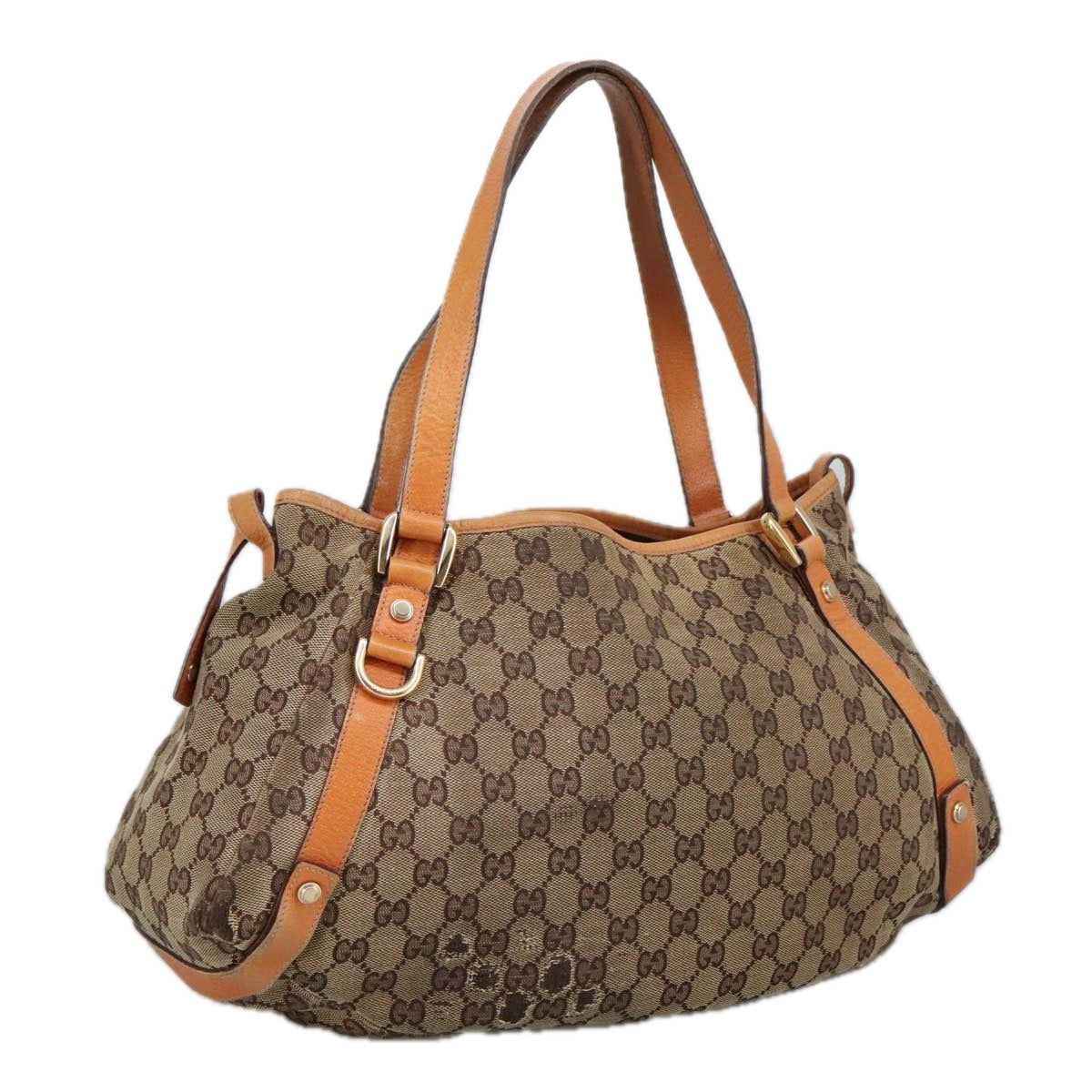 GUCCI GG Canvas Tote Bag Beige Gold 130736 Auth 101249