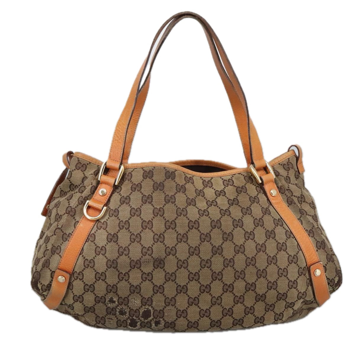 GUCCI GG Canvas Tote Bag Beige Gold 130736 Auth 101249