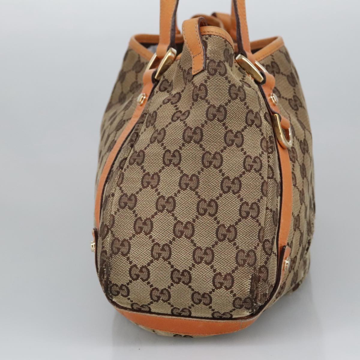 GUCCI GG Canvas Tote Bag Beige Gold 130736 Auth 101249