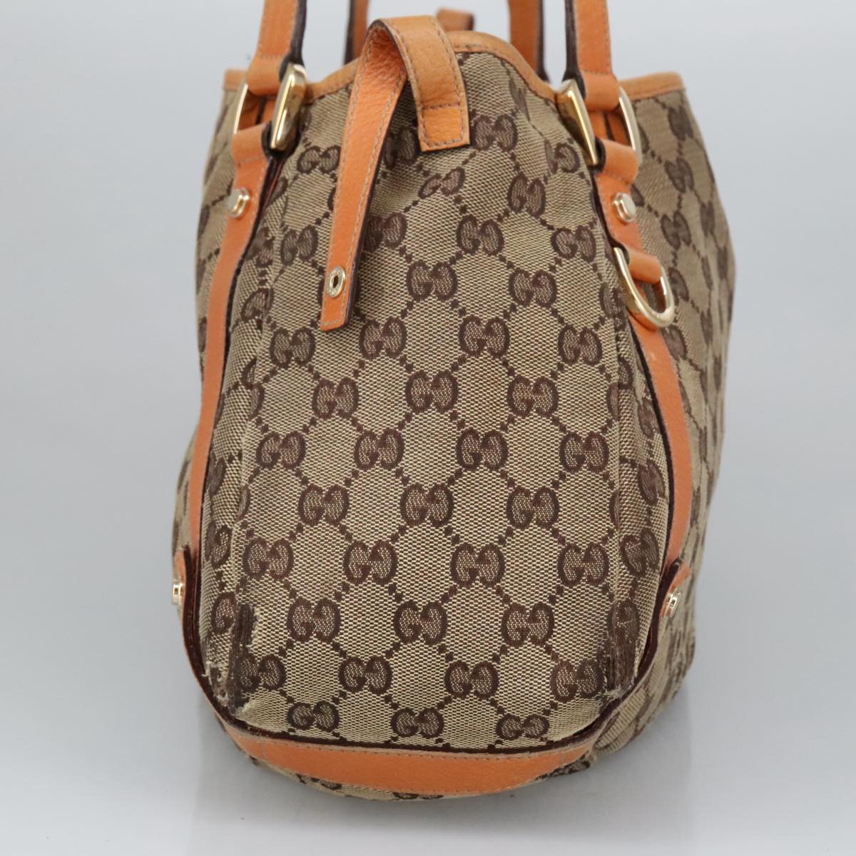 GUCCI GG Canvas Tote Bag Beige Gold 130736 Auth 101249