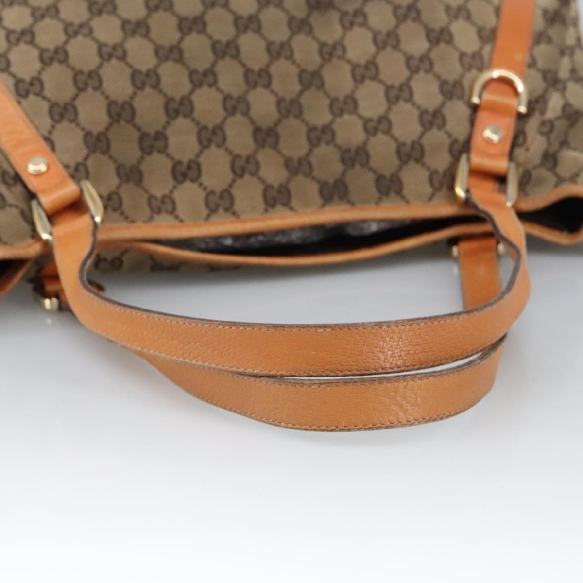 GUCCI GG Canvas Tote Bag Beige Gold 130736 Auth 101249