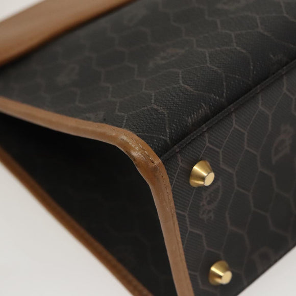 Christian Dior Handtasche Honeycomb Canvas PVC Schwarz Braun Auth 101250