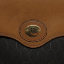 Christian Dior Honeycomb Canvas Hand Bag PVC Black Brown Auth 101250-18
