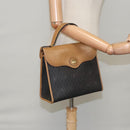 Christian Dior Honeycomb Canvas Hand Bag PVC Black Brown Auth 101250-22