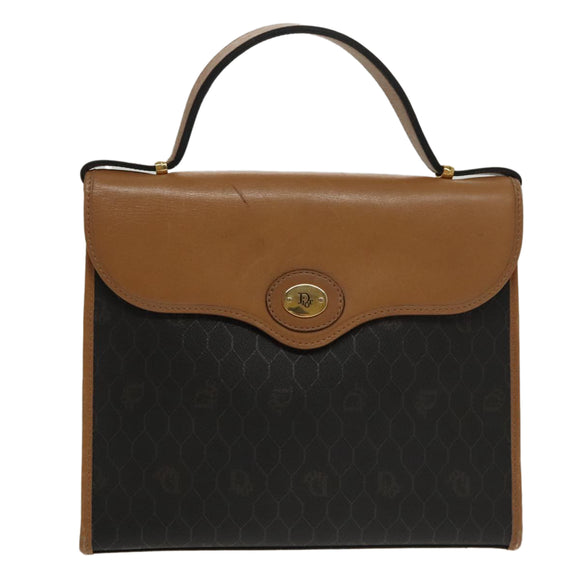 Christian Dior Handtasche Honeycomb Canvas PVC Schwarz Braun Auth 101250