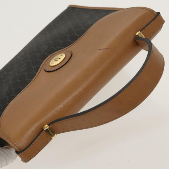 Christian Dior Handtasche Honeycomb Canvas PVC Schwarz Braun Auth 101250