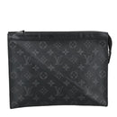 LOUIS VUITTON Monogram Eclipse Pochette Voyage MM Clutch Bag M61692 Auth 101256-13