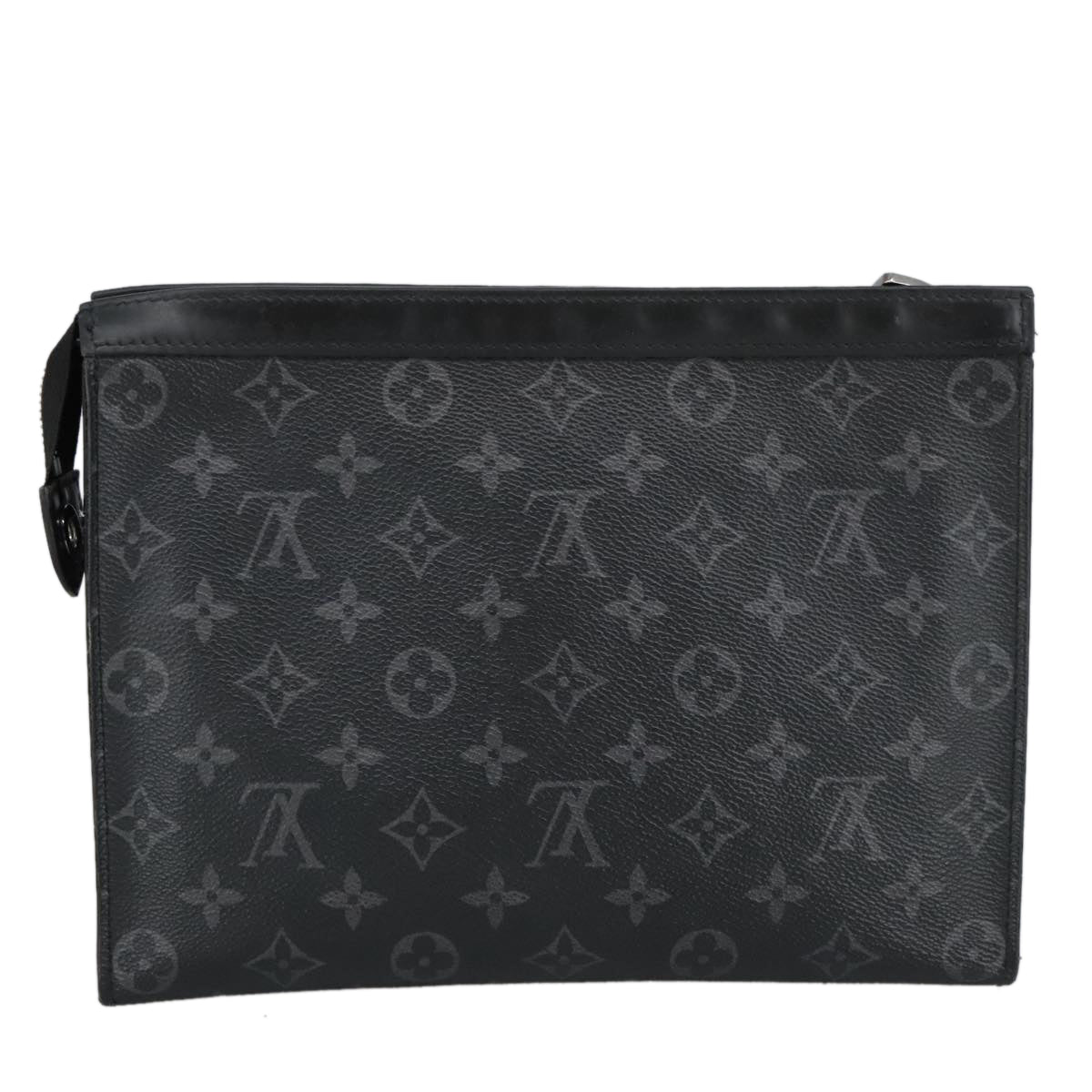 LOUIS VUITTON Monogram Eclipse Pochette Voyage MM Clutch Bag M61692 Auth 101256