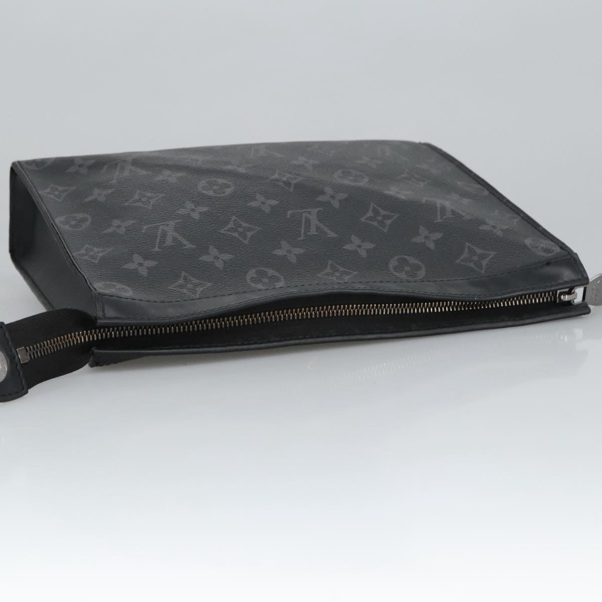 LOUIS VUITTON Monogram Eclipse Pochette Voyage MM Clutch Bag M61692 Auth 101256