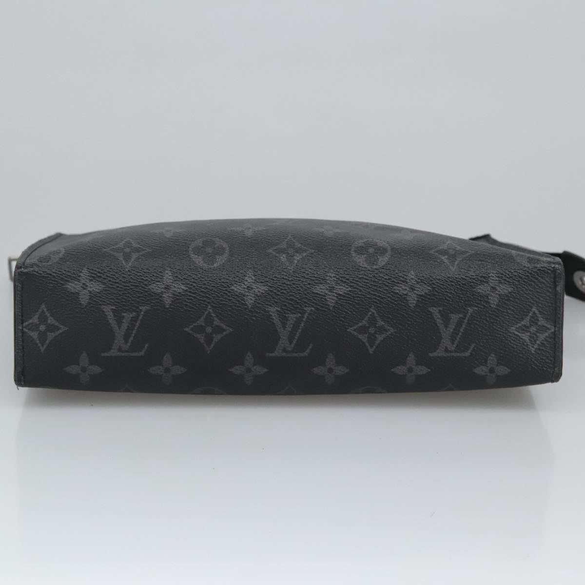 LOUIS VUITTON Monogram Eclipse Pochette Voyage MM Clutch Bag M61692 Auth 101256