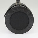 BVLGARI Logo Mania Cylindrical Hand Bag Canvas Black Auth 101268-3