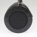 BVLGARI Logo Mania Cylindrical Hand Bag Canvas Black Auth 101268-4