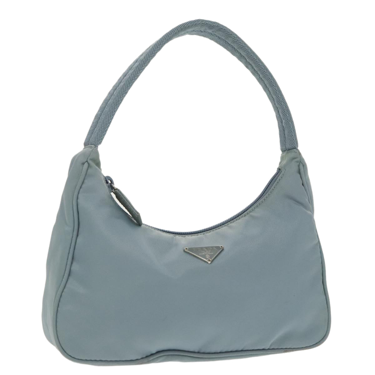 PRADA Hand Bag Nylon Light Blue Silver Auth 101271