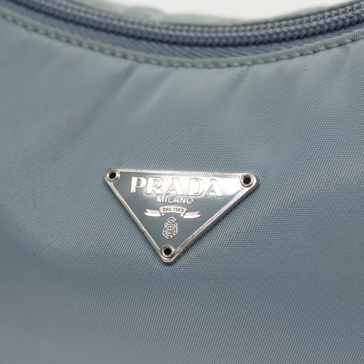 PRADA Hand Bag Nylon Light Blue Silver Auth 101271