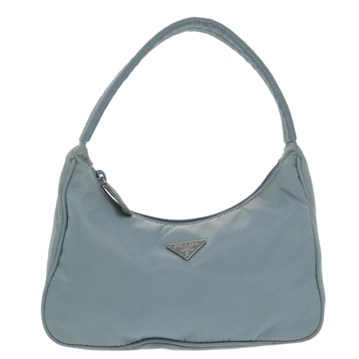 PRADA Hand Bag Nylon Light Blue Silver Auth 101271 - 0