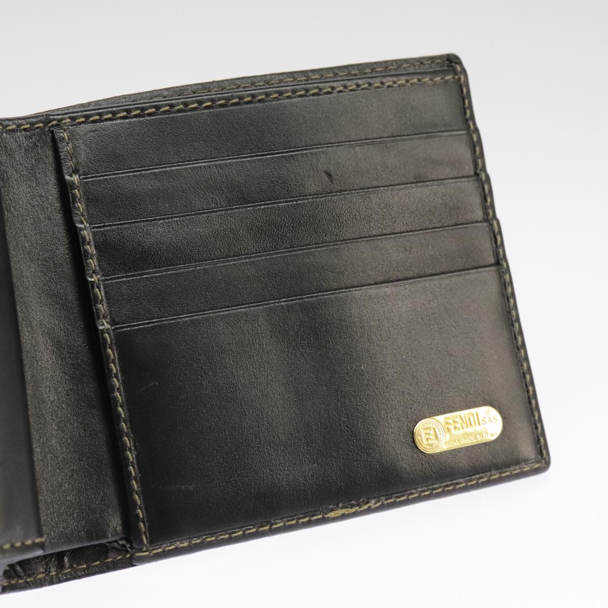 FENDI Pecan Canvas Wallet Black Brown Black Brown Auth 101275