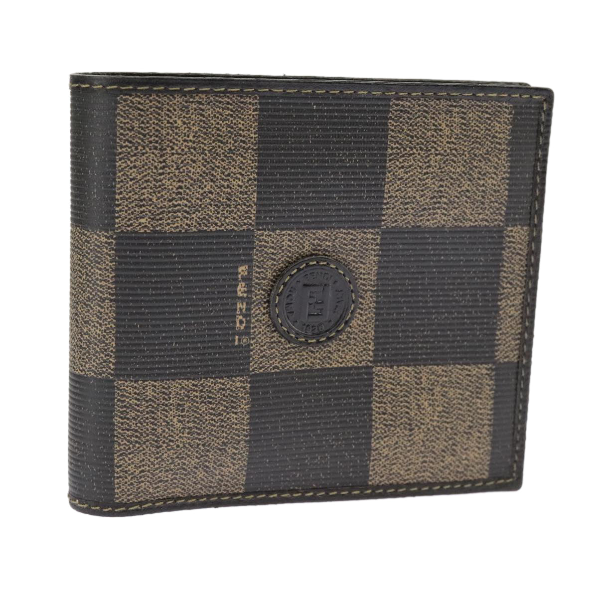 FENDI Pecan Canvas Wallet Black Brown Black Brown Auth 101275