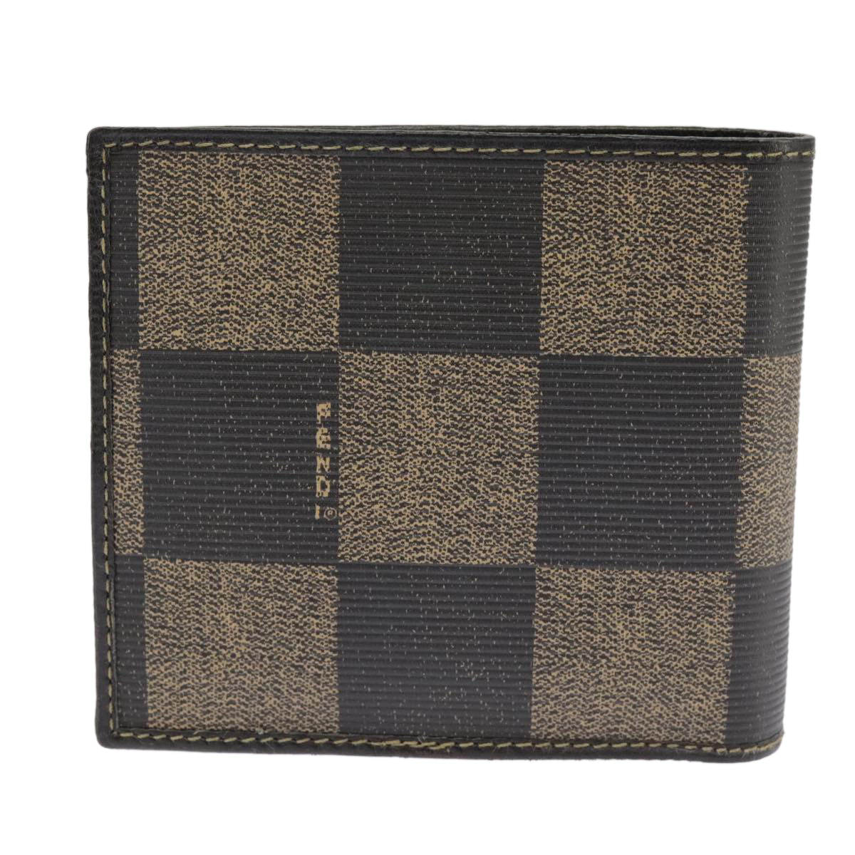 FENDI Pecan Canvas Wallet Black Brown Black Brown Auth 101275