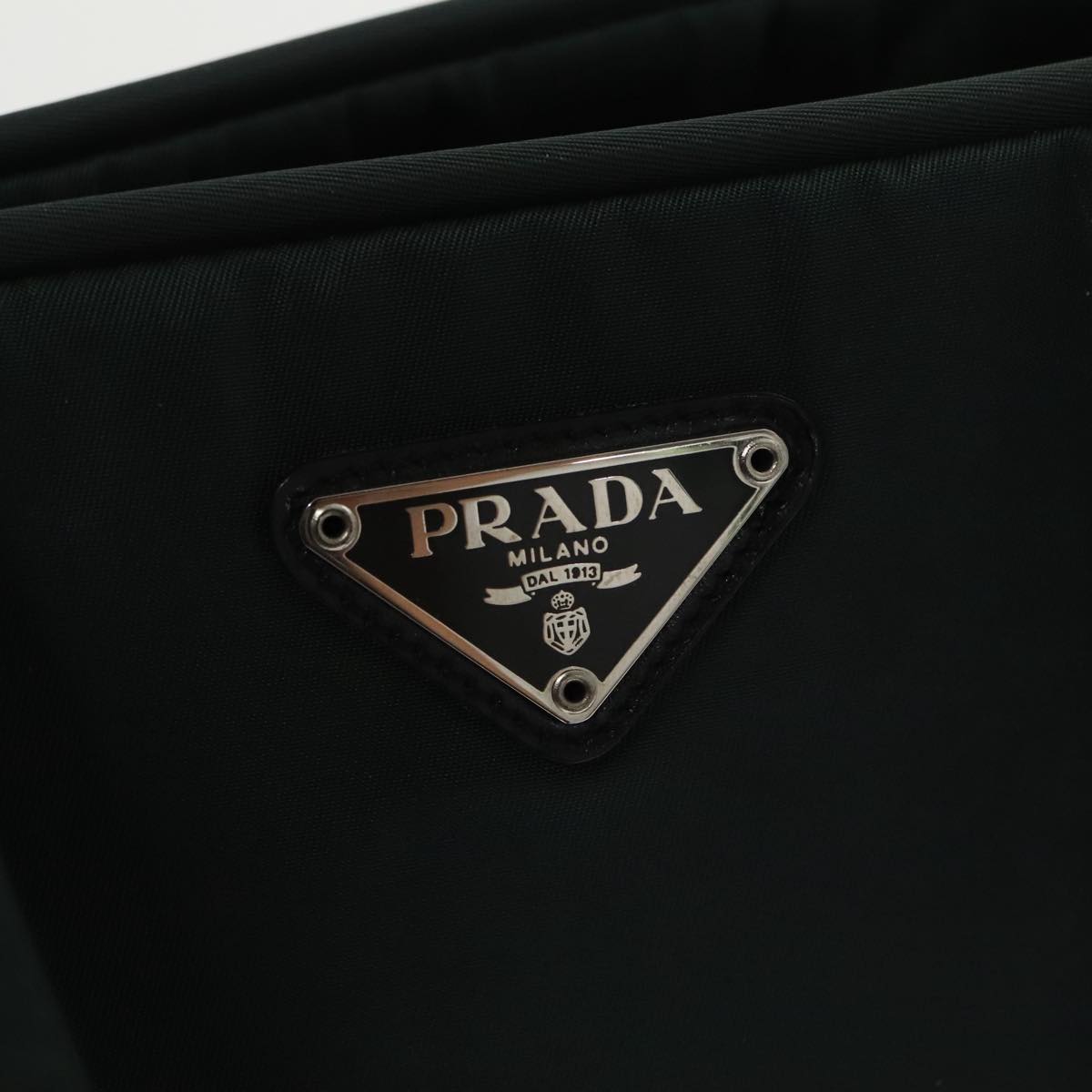 PRADA Hand Bag Nylon Green Silver Auth 101284