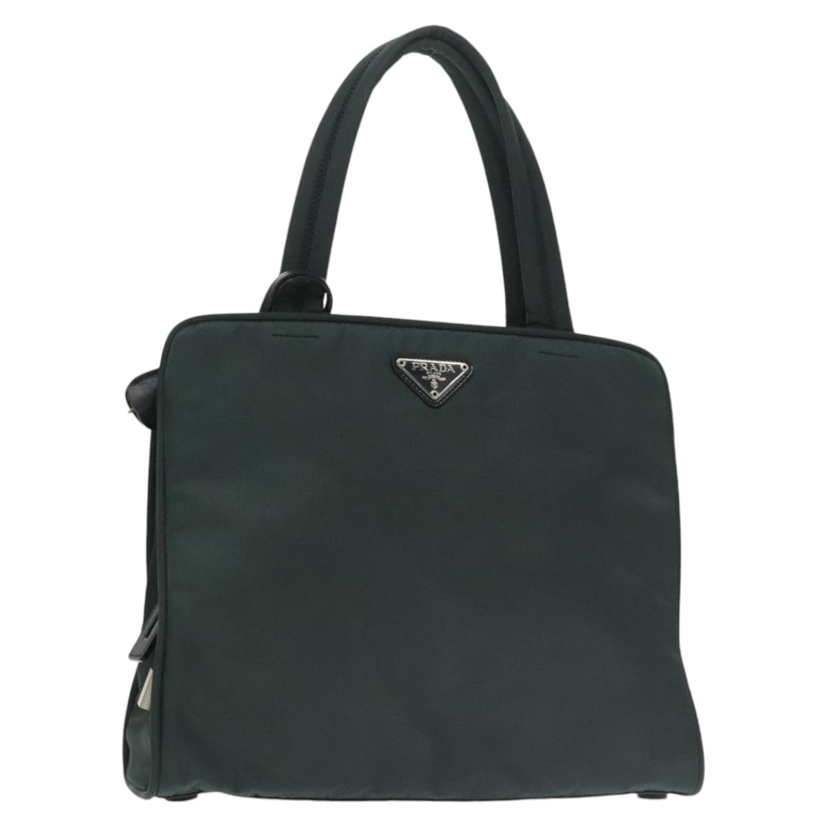 PRADA Hand Bag Nylon Green Silver Auth 101284