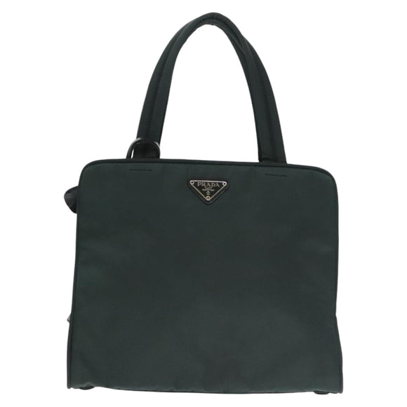 PRADA Hand Bag Nylon Green Silver Auth 101284