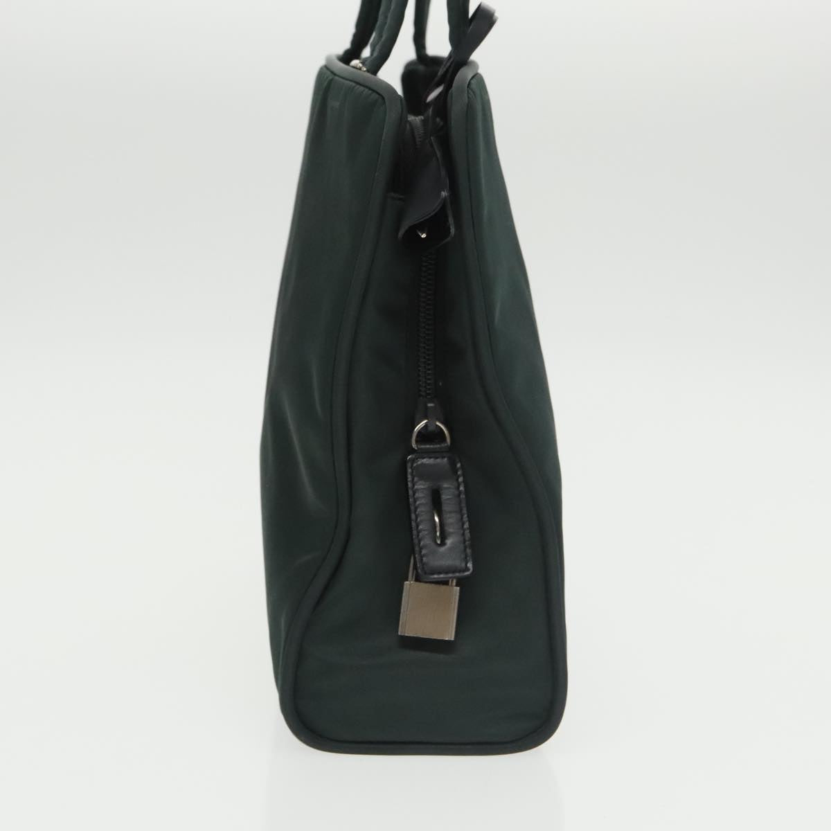 PRADA Hand Bag Nylon Green Silver Auth 101284