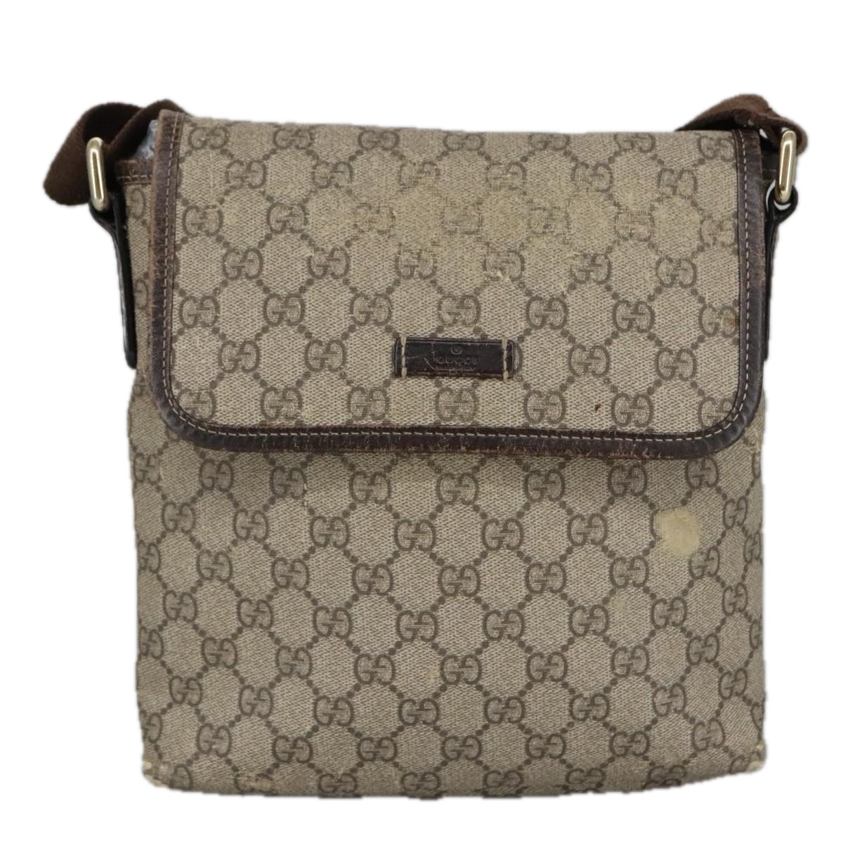 GUCCI GG Supreme Shoulder Bag PVC Beige 223666 Auth 101285 - 0