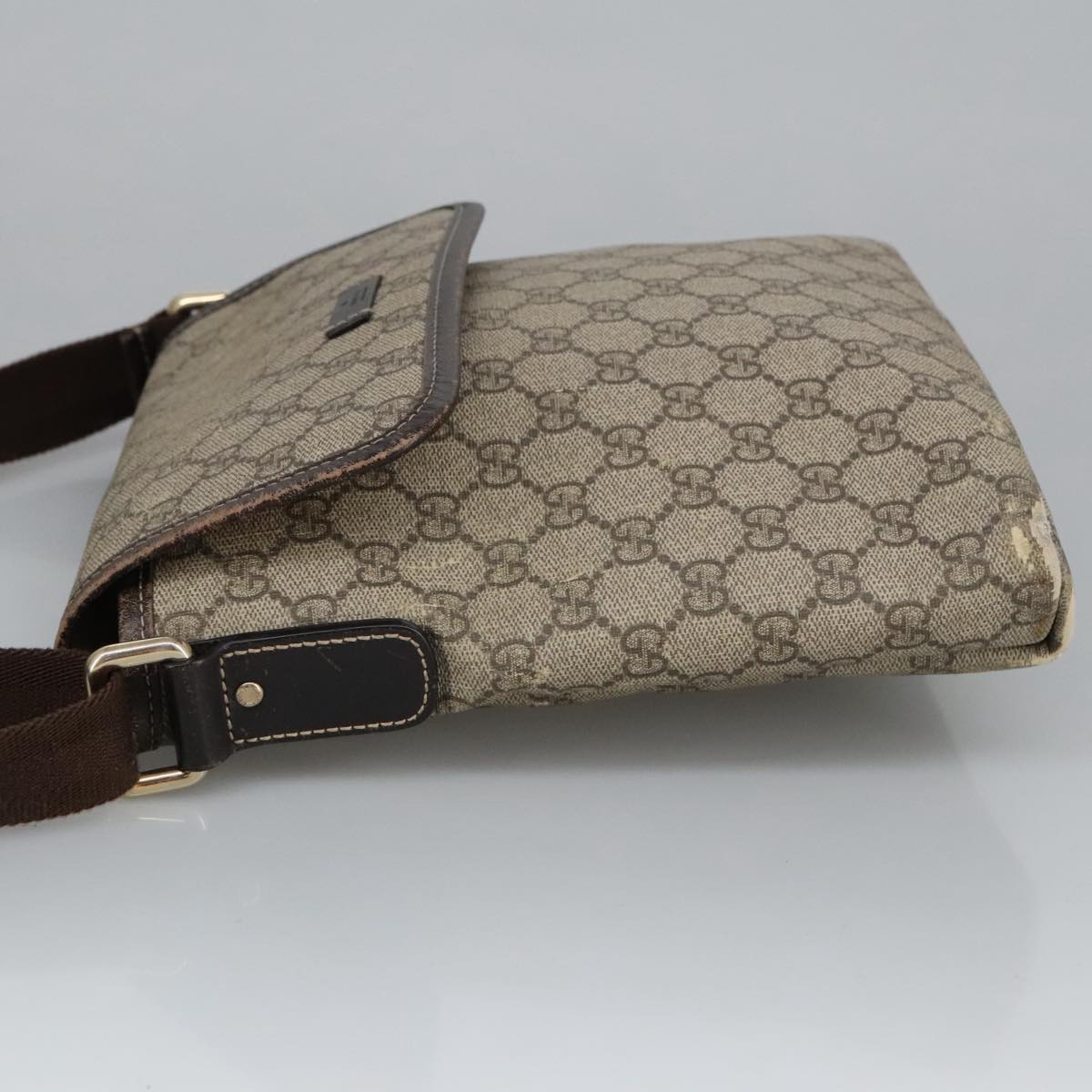 GUCCI GG Supreme Shoulder Bag PVC Beige 223666 Auth 101285