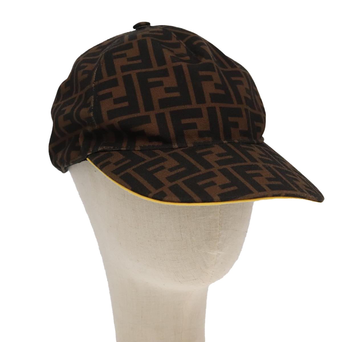 FENDI Zucca Canvas Cap Black Brown Auth 101287