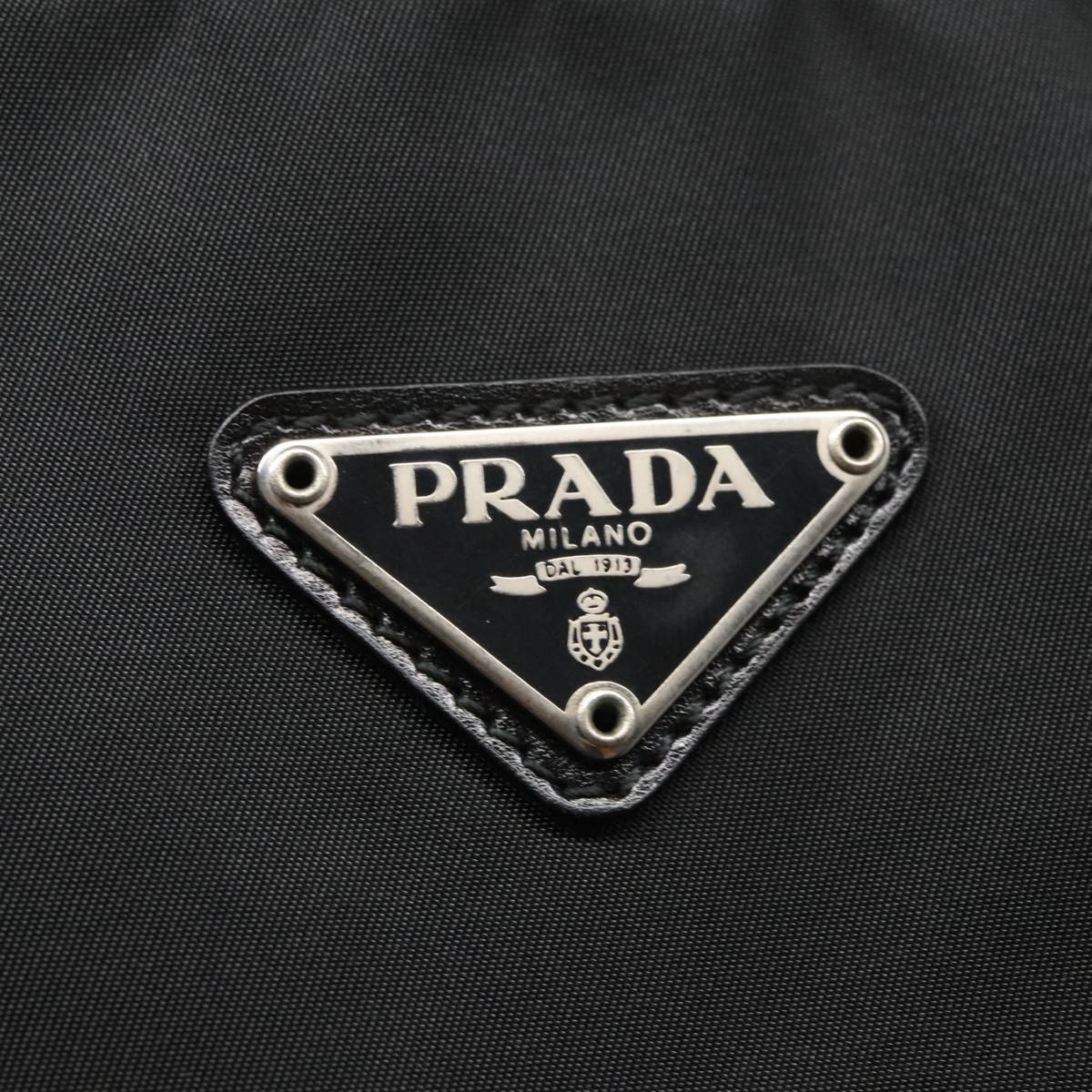 PRADA Hand Bag Nylon Black Silver Auth 101288