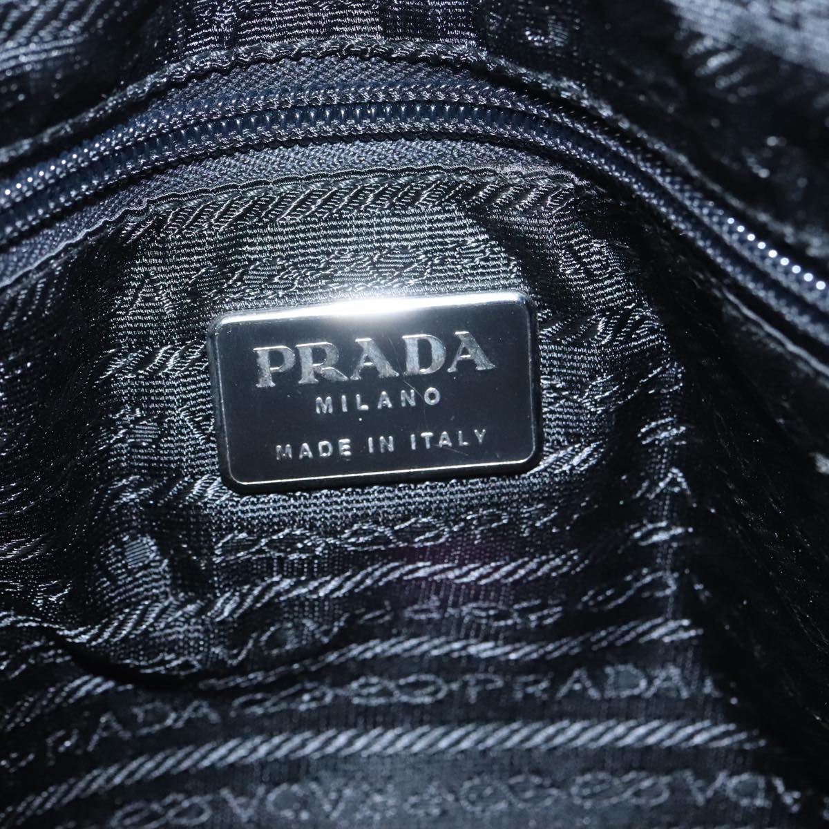 PRADA Hand Bag Nylon Black Silver Auth 101288