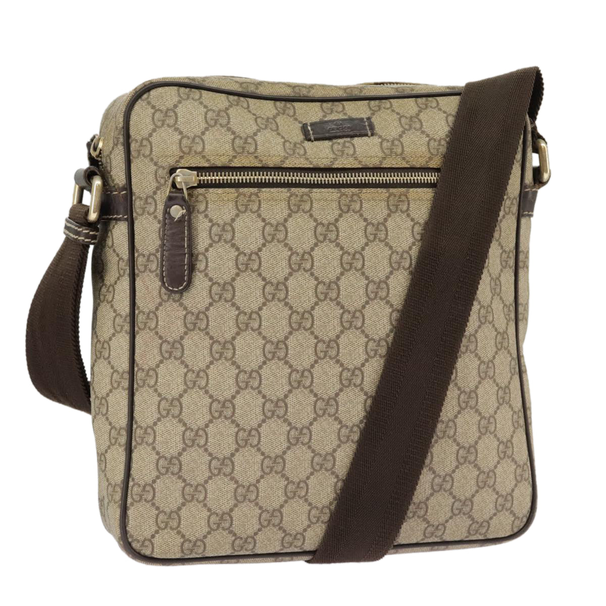 GUCCI GG Supreme Shoulder Bag PVC Beige 201448 Auth 101290