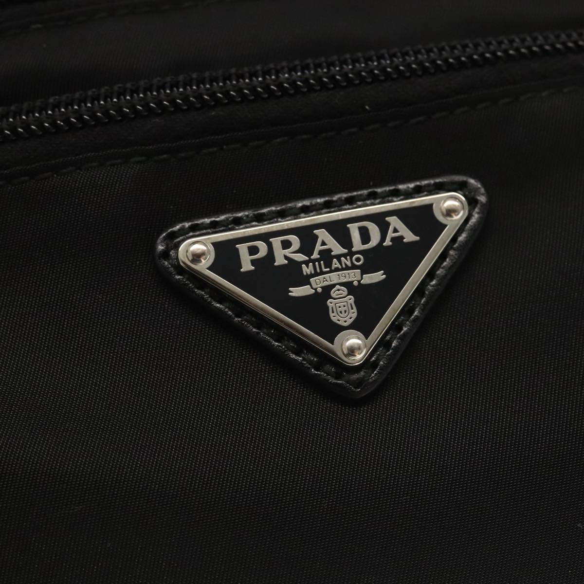 PRADA Waist bag Nylon Black Silver Auth 101292A