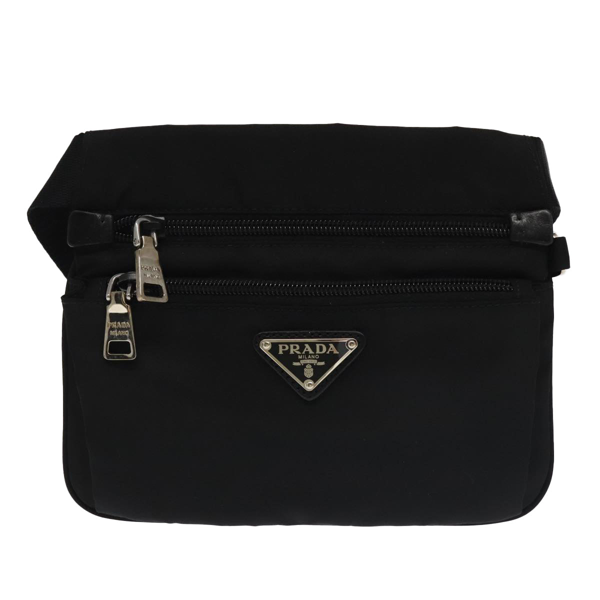 PRADA Waist bag Nylon Black Silver Auth 101292A - 0